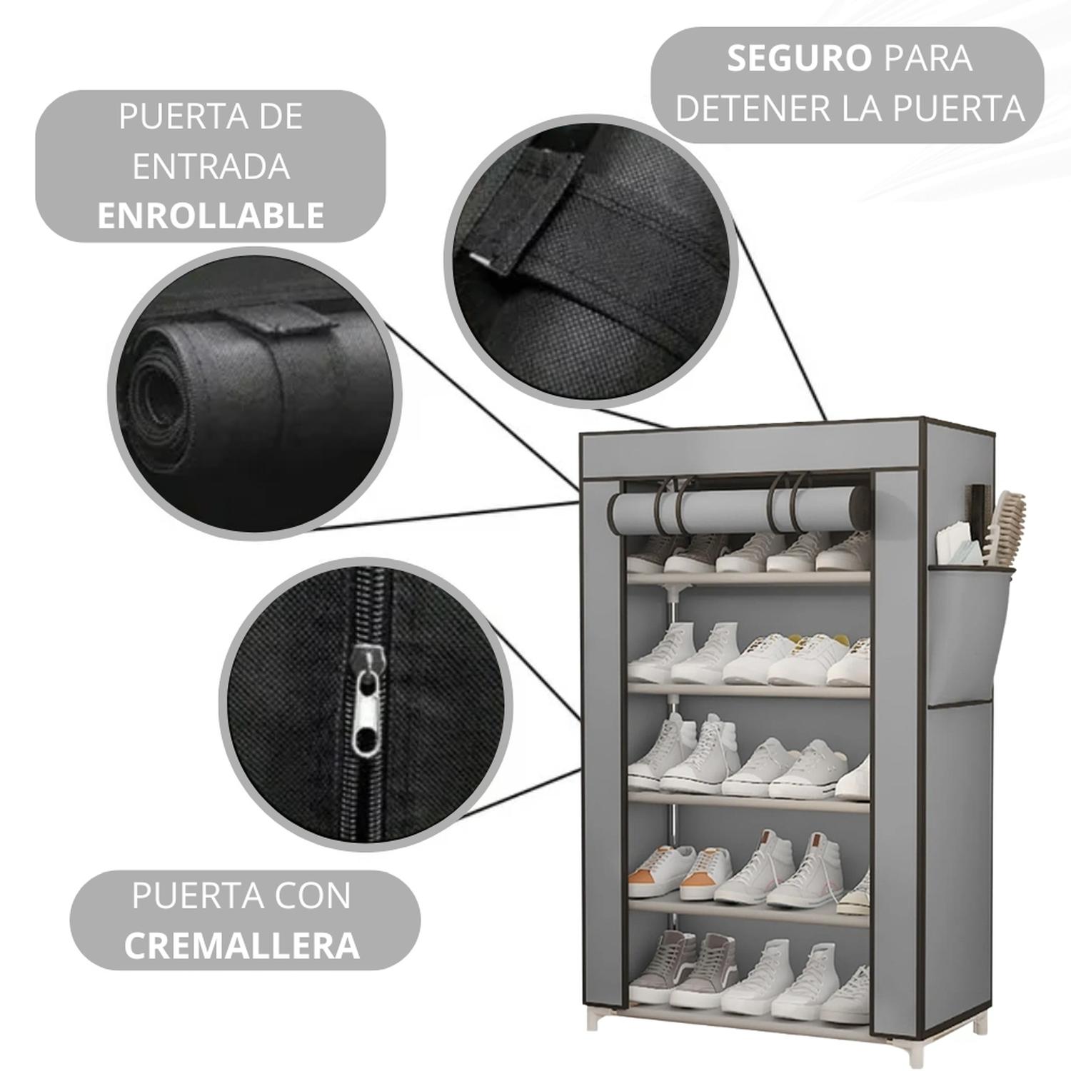 ZAPATERA ORGANIZADOR DE ZAPATOS ESTANTE 5 NIVELES CON FORRO GRIS ZF5 - 3