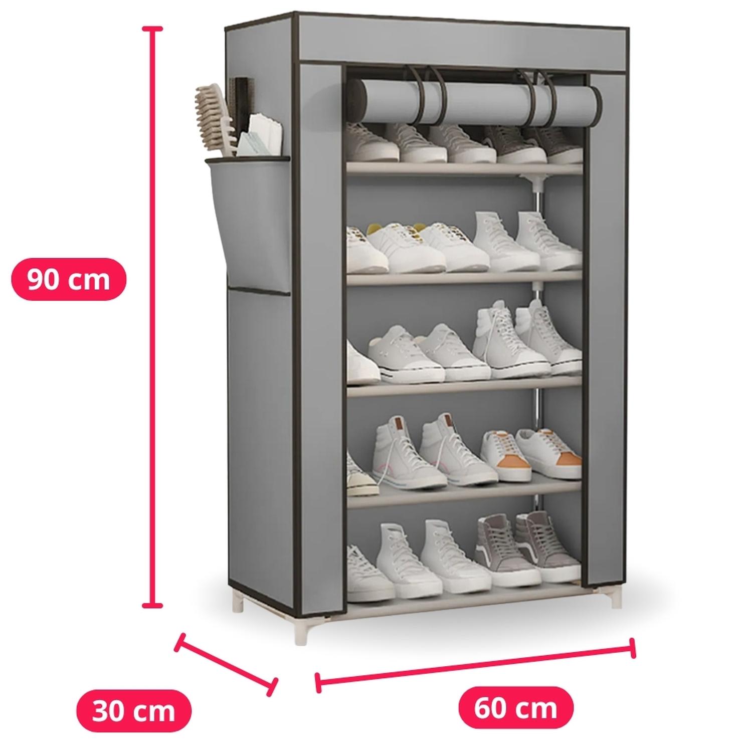 ZAPATERA ORGANIZADOR DE ZAPATOS ESTANTE 5 NIVELES CON FORRO GRIS ZF5 - 4