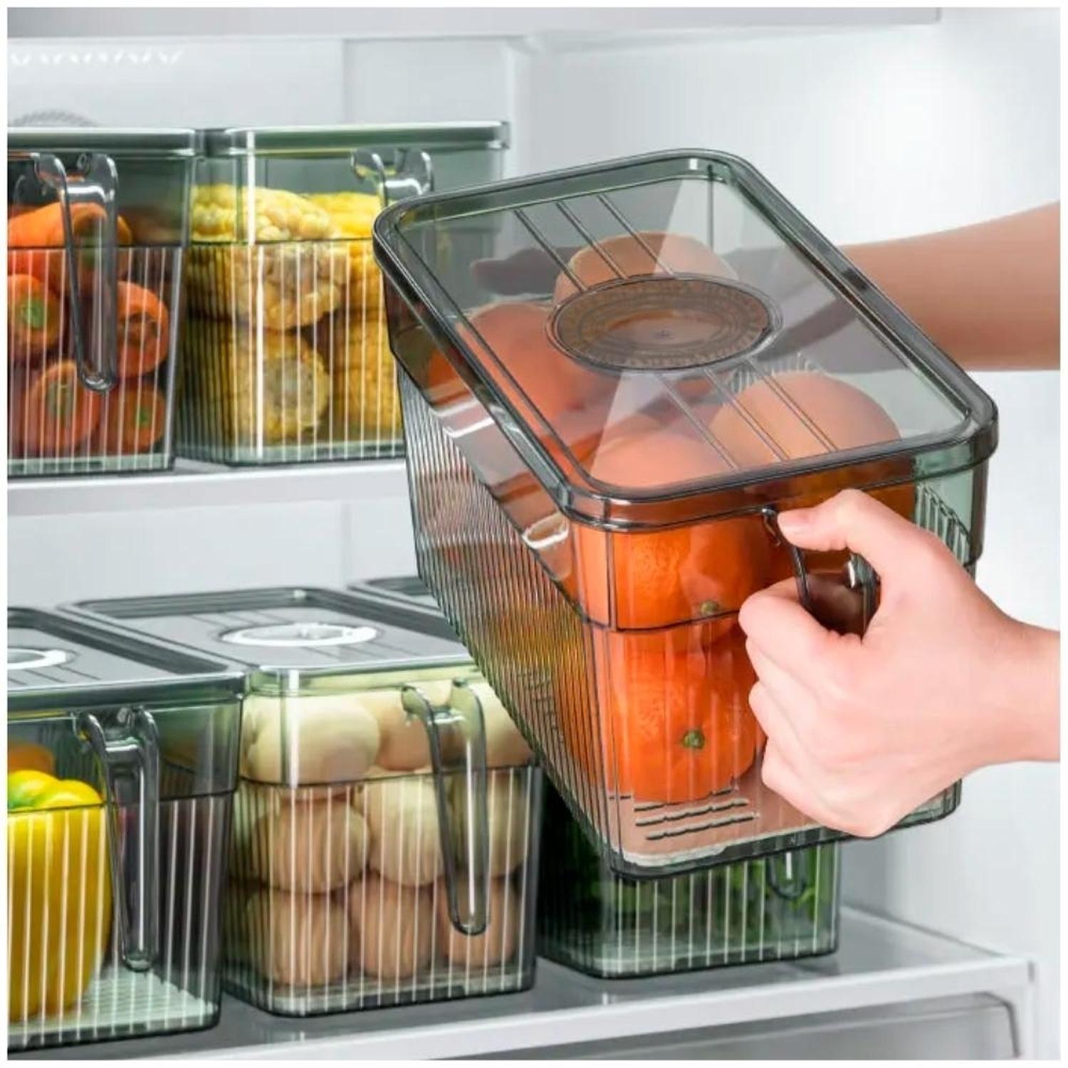 PACK X3 CONTENEDOR ORGANIZADOR DE FRUTAS Y VERDURAS CON TAPA V T14 - 4