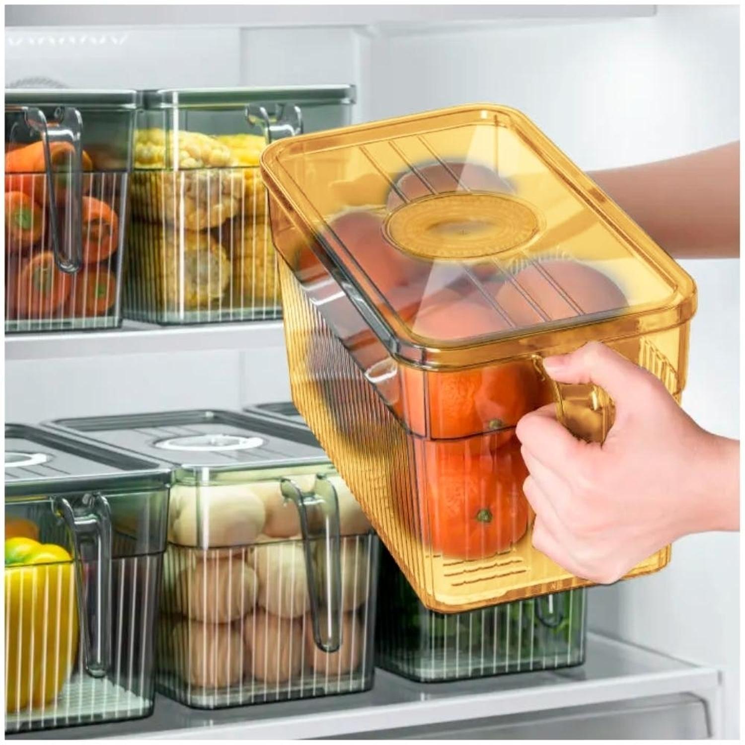 PACK X3 CONTENEDOR ORGANIZADOR DE FRUTAS Y VERDURAS CON TAPA AM T14 - 3