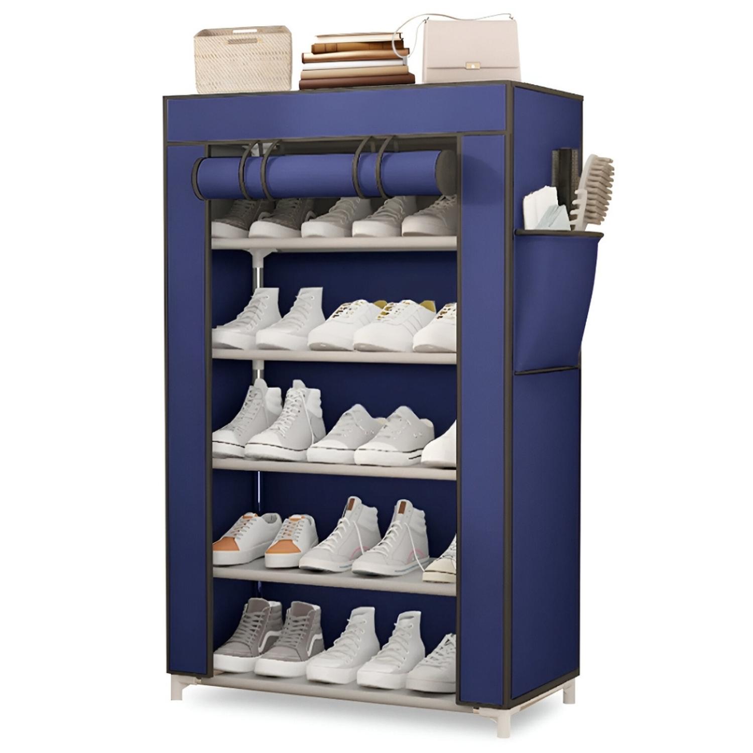 ZAPATERA ORGANIZADOR DE ZAPATOS ESTANTE 5 NIVELES CON FORRO AZUL ZF5 - 1