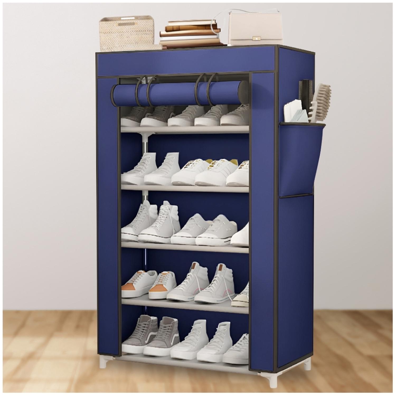 ZAPATERA ORGANIZADOR DE ZAPATOS ESTANTE 5 NIVELES CON FORRO AZUL ZF5 - 2