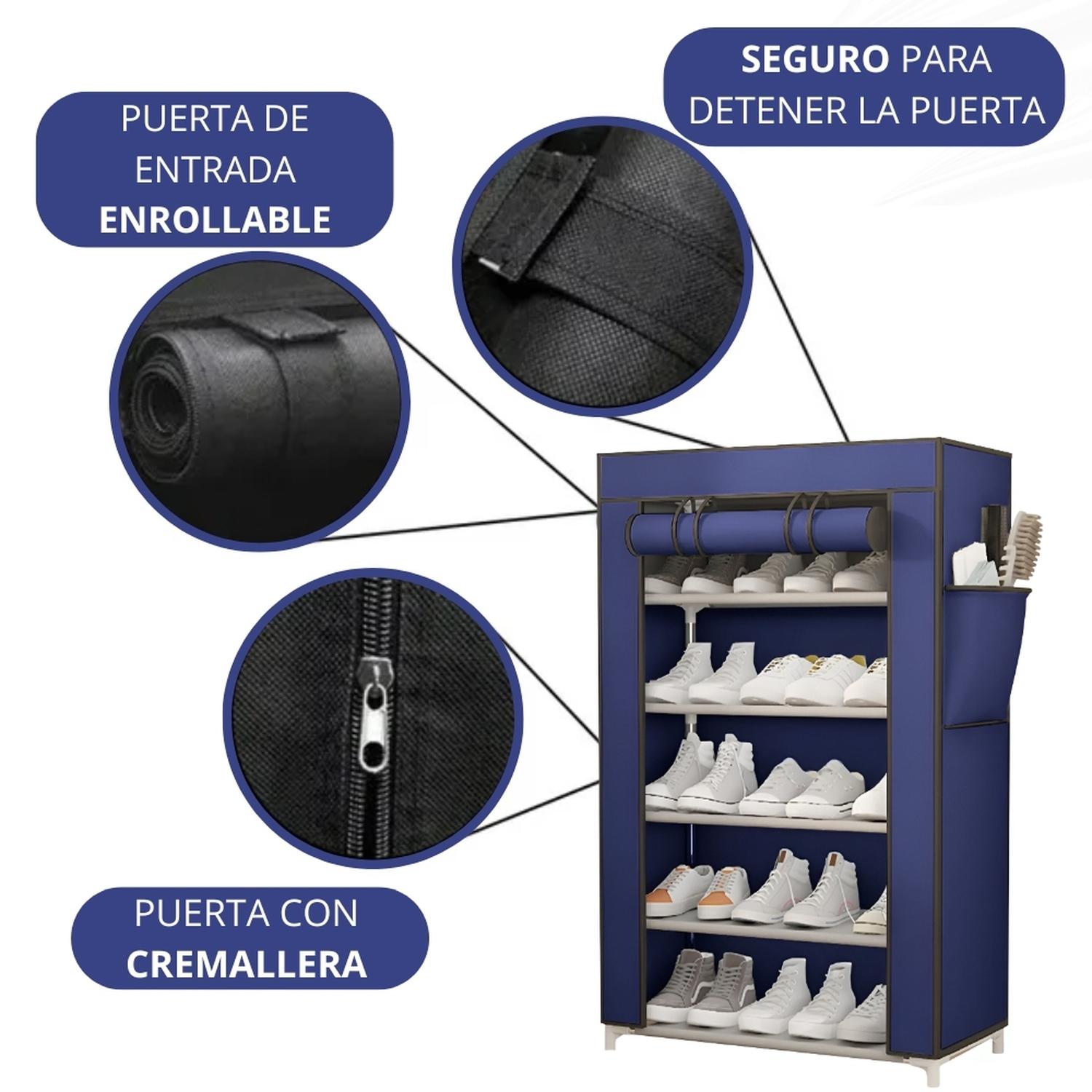 ZAPATERA ORGANIZADOR DE ZAPATOS ESTANTE 5 NIVELES CON FORRO AZUL ZF5 - 4