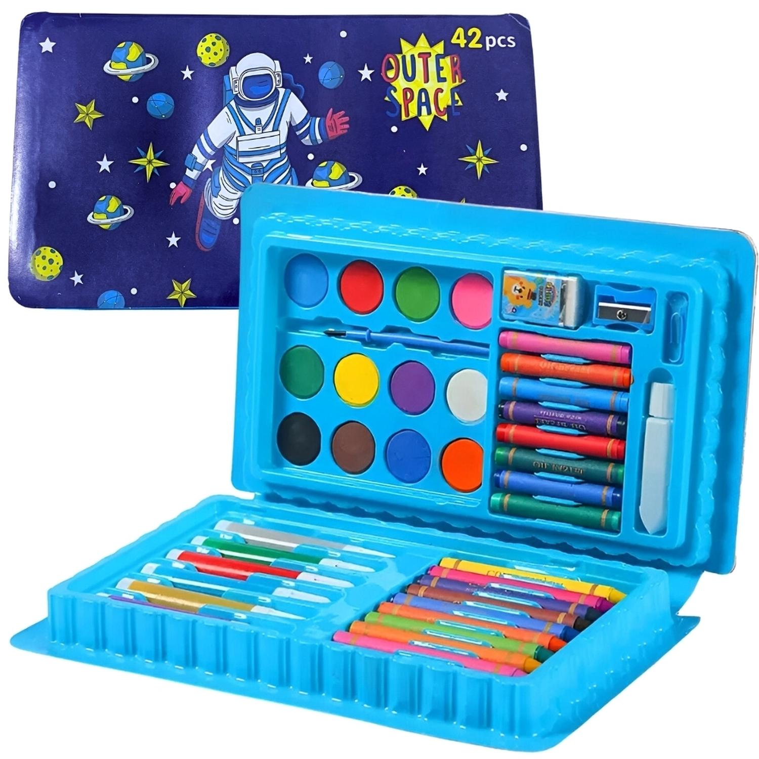 SET DE ARTE Y DIBUJO 42 PIEZAS SA42 AZUL DISEÑO ALEATORIO - 1
