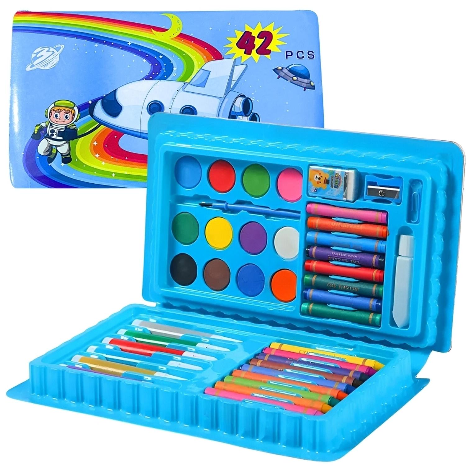 SET DE ARTE Y DIBUJO 42 PIEZAS SA42 AZUL DISEÑO ALEATORIO - 3