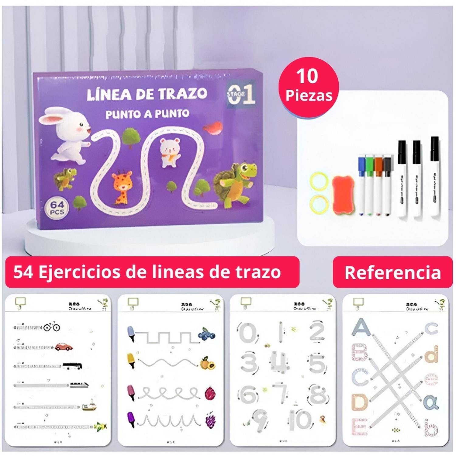 LIBRO DIDÁCTICO EDUCATIVO LÍNEA DE TRAZO PUNTO A PUNTO M LE1 - 2