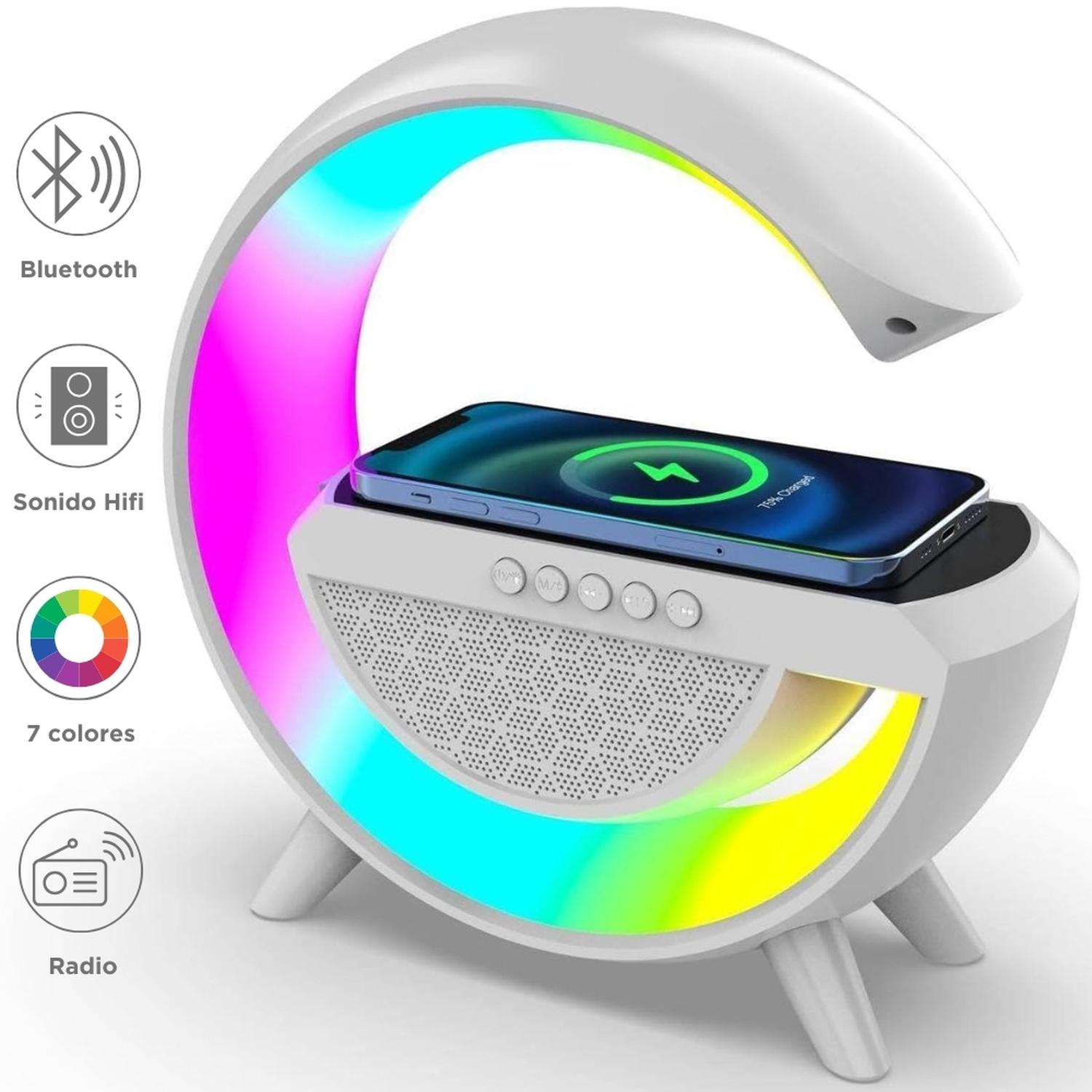 LÁMPARA LUCES RGB 3EN1 CARGADOR INALÁMBRICO Y PARLANTE BLUETOOTH G90 - 1