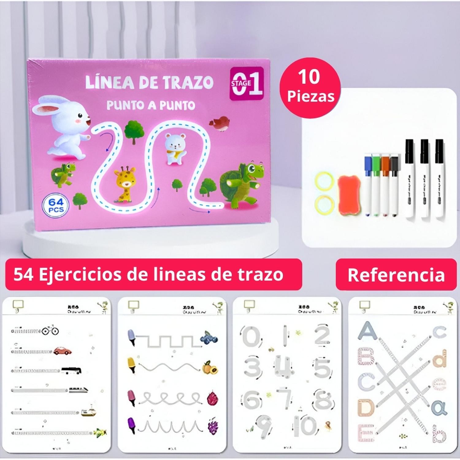 LIBRO DIDÁCTICO EDUCATIVO LÍNEA DE TRAZO PUNTO A PUNTO R LE1 - 2