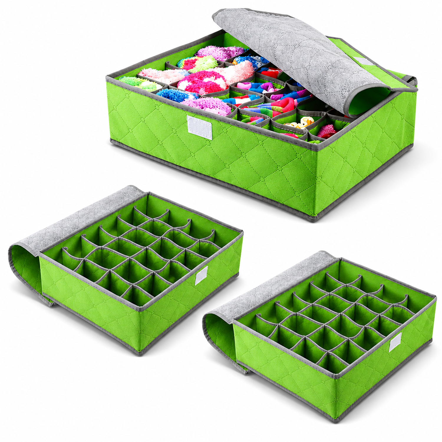 PACK X3 ORGANIZADOR DE MEDIAS ROPA INTERIOR 24 ESPACIO VD 490V - 1