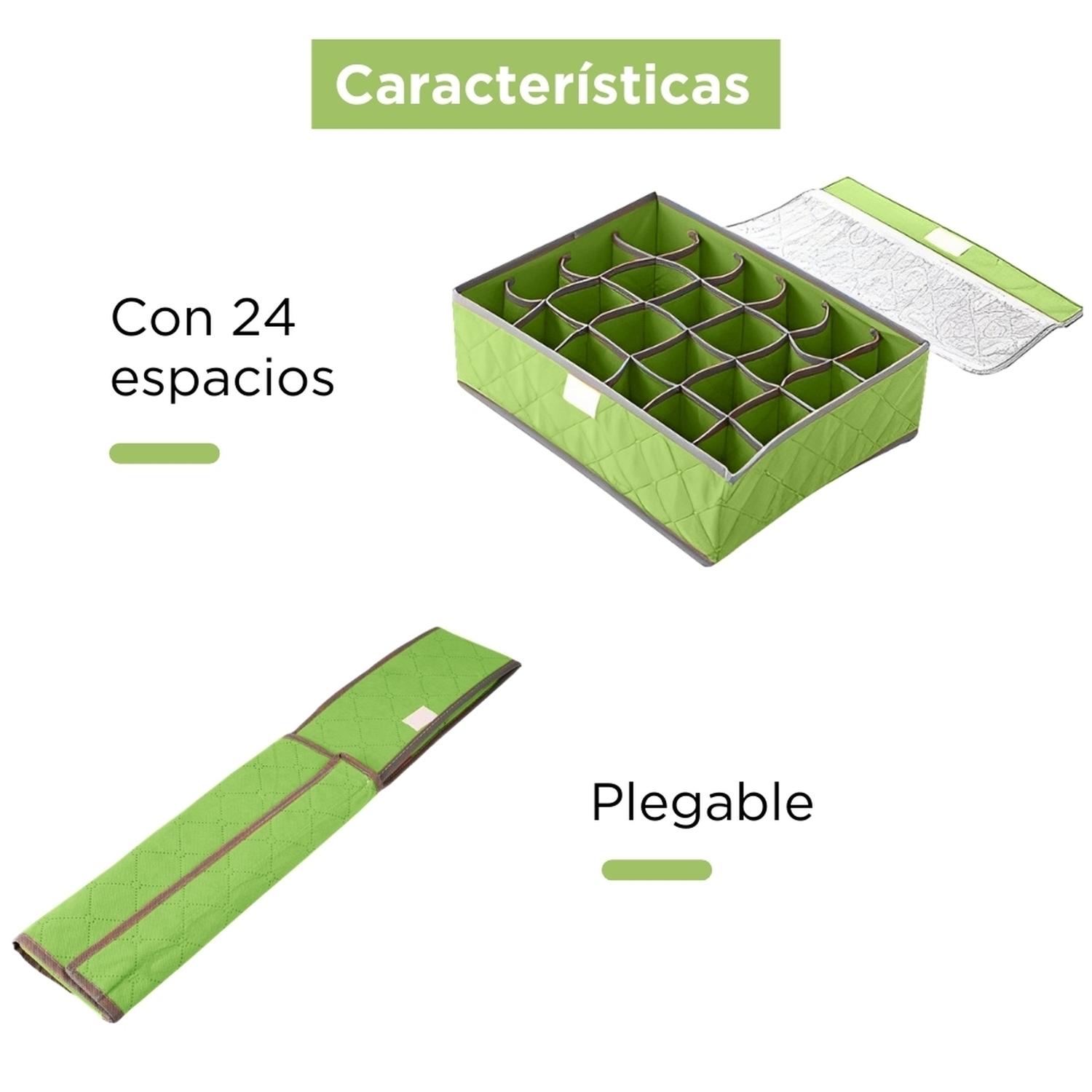 PACK X3 ORGANIZADOR DE MEDIAS ROPA INTERIOR 24 ESPACIO VD 490V - 5