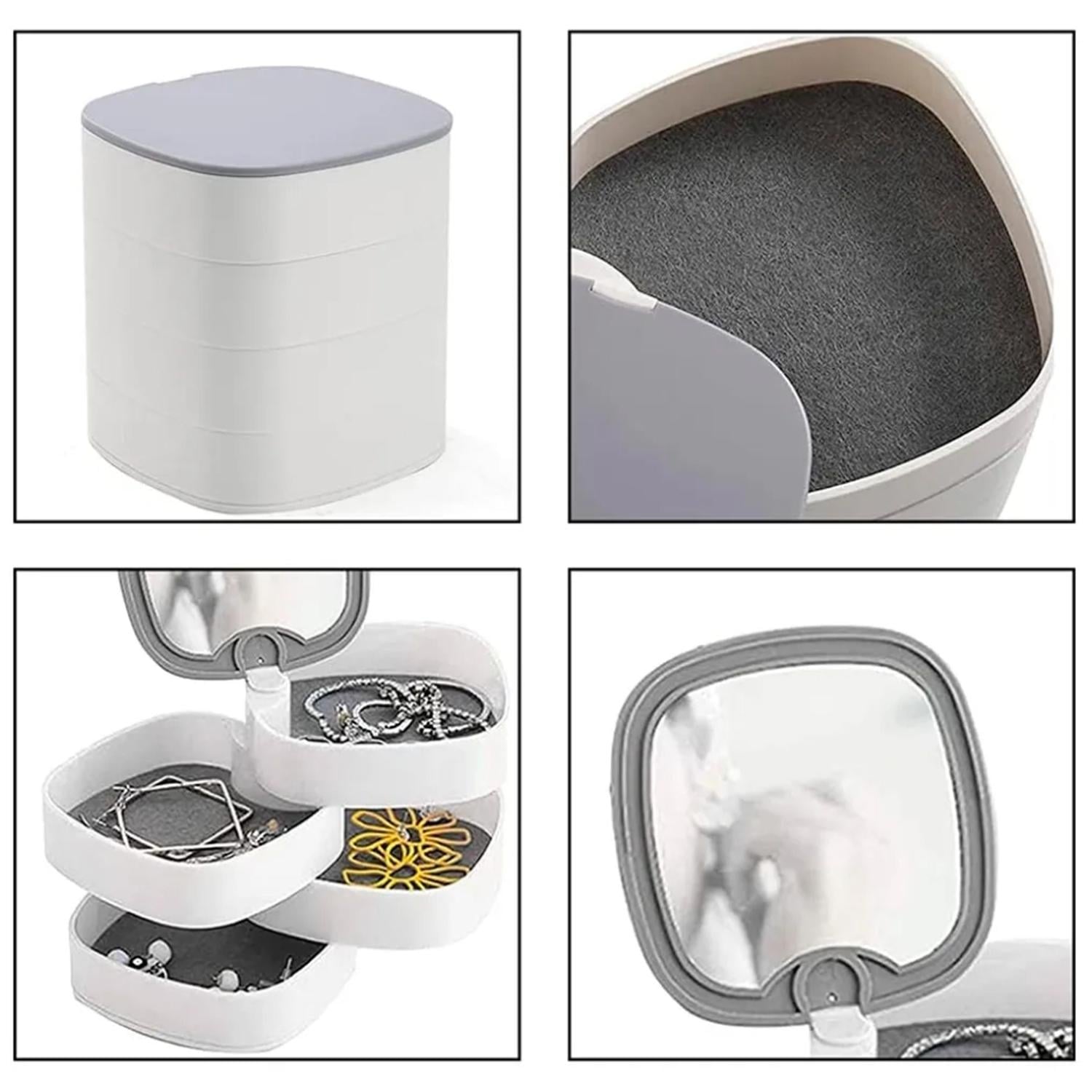 JOYERO ORGANIZADOR DE JOYAS ANILLOS 360° CON ESPEJO BL 56J - 3