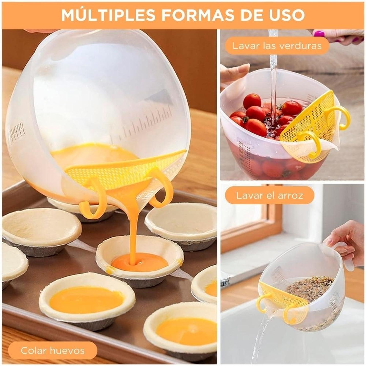 PACK X6 TAZA MEDIDORA MEZCLADOR CON COLADOR ARROZ HUEVOS 500ML T50 - 5