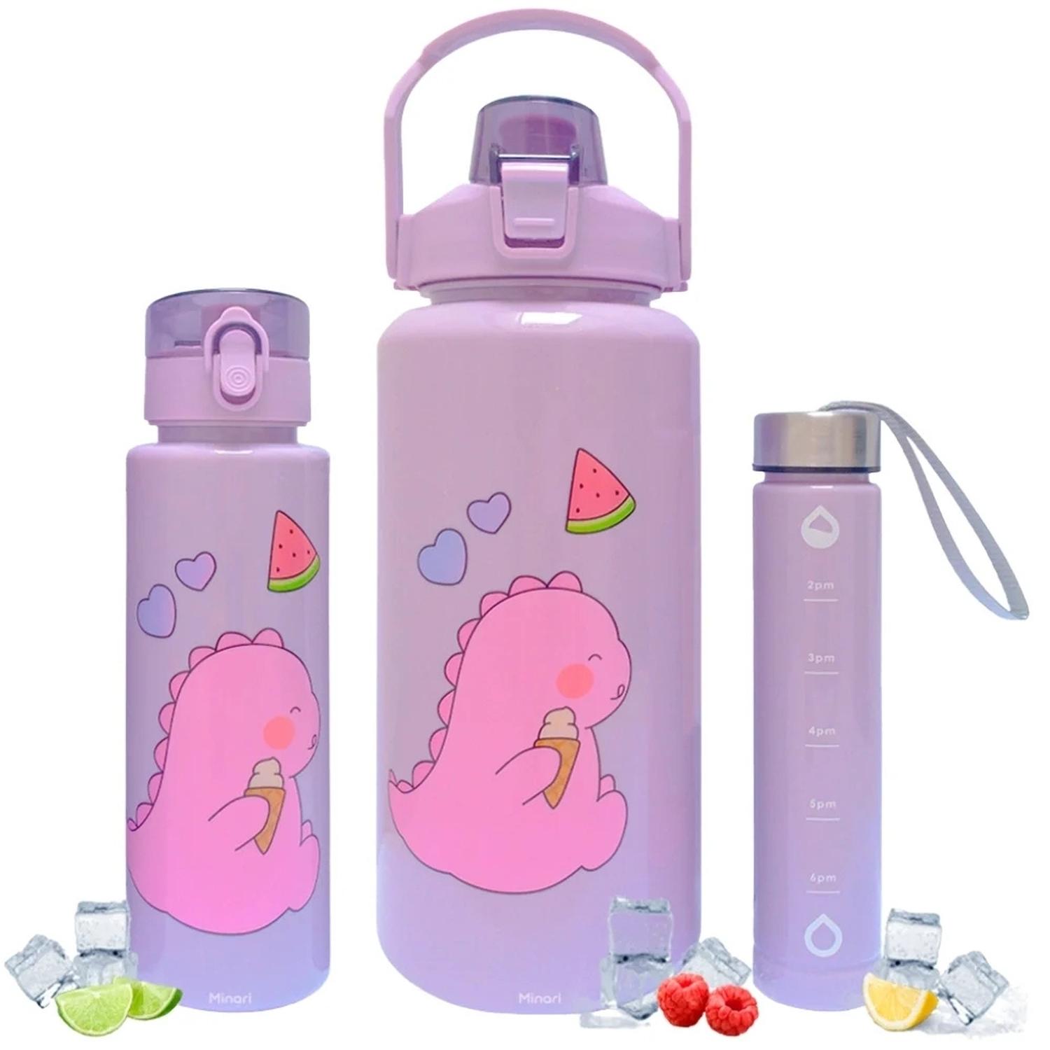 TOMATODO BOTELLA KAWAII DE 3 PIEZAS LILA 699T - 1