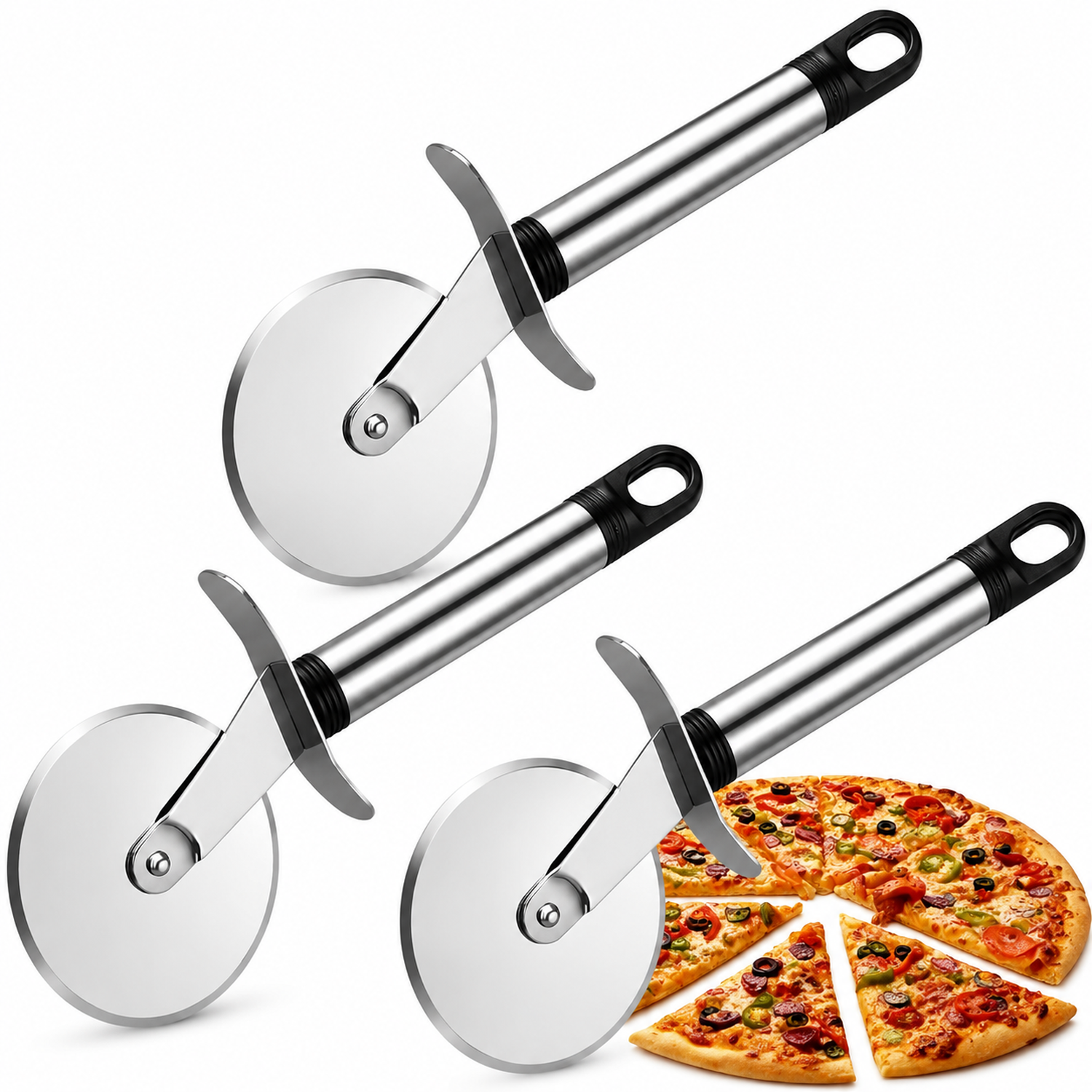 PACK X3 CORTADOR DE PIZZA DE ACERO INOXIDABLE C11 - 1
