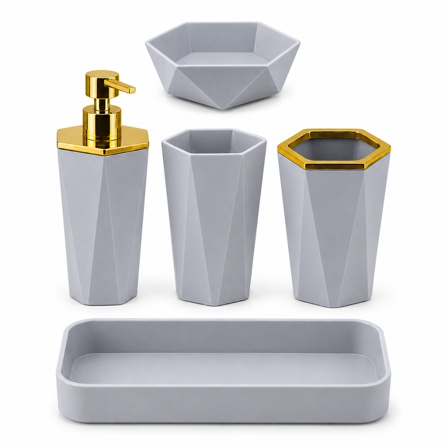 SET DE 7 ACCESORIOS ORGANIZADOR PARA BAÑO MODERNO GRIS KB7 - 4