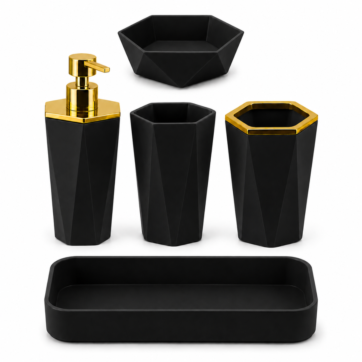 SET DE 7 ACCESORIOS ORGANIZADOR PARA BAÑO MODERNO NEGRO KB7 - 4