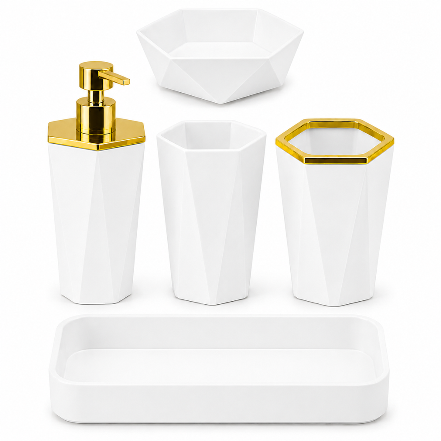 SET DE 7 ACCESORIOS ORGANIZADOR PARA BAÑO MODERNO BLANCO KB7 - 4