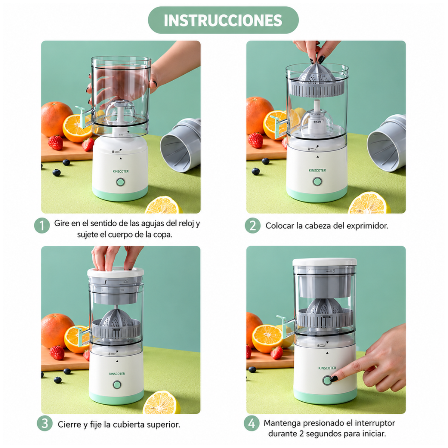 EXPRIMIDOR DE NARANJA CÍTRICOS ELÉCTRICO PORTÁTIL RECARGABLE 326E - 4