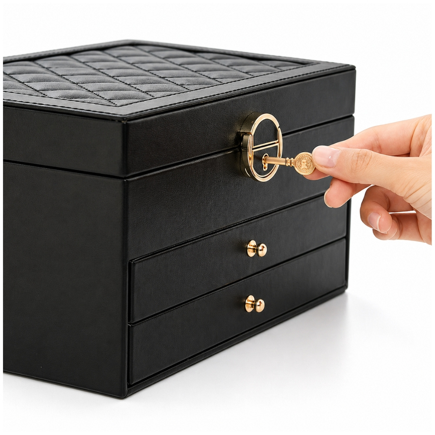 JOYERO COFRE ORGANIZADOR DE JOYAS RELOJ ANILLOS ARETES COLLARES J500 - COLOR ALEATORIO - 4