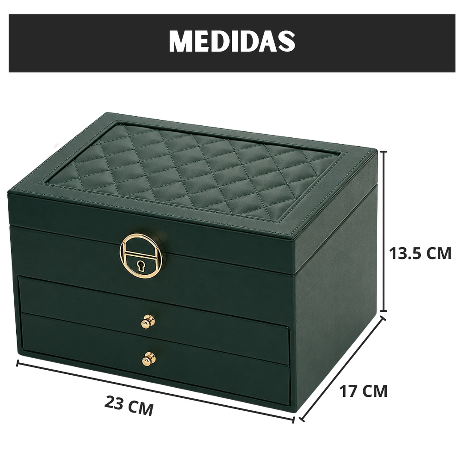 JOYERO COFRE ORGANIZADOR DE JOYAS RELOJ ANILLOS ARETES COLLARES VERDE J500 - 8