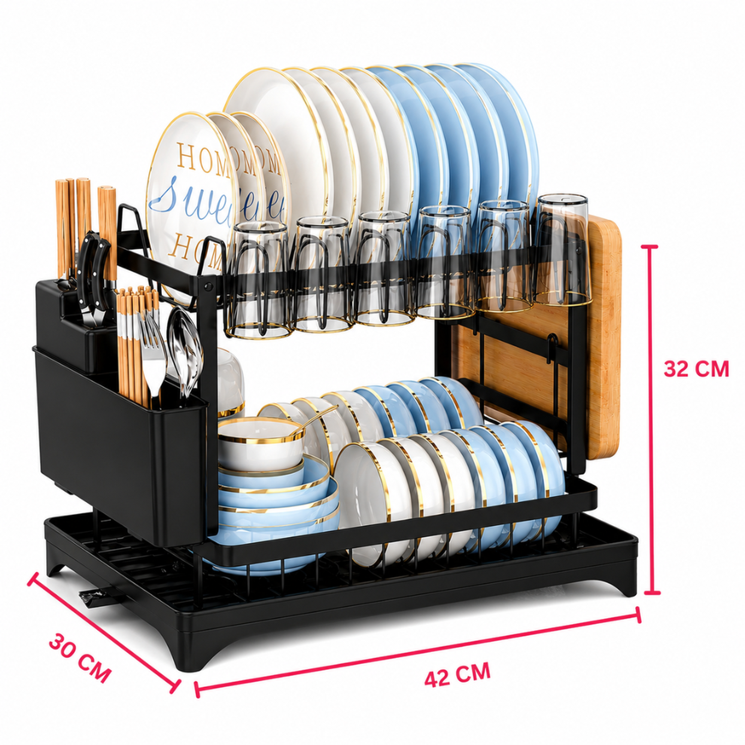 ESCURRIDOR DE PLATOS PORTA VASOS CUBIERTOS ORGANIZADOR DE COCINA 40E - 8