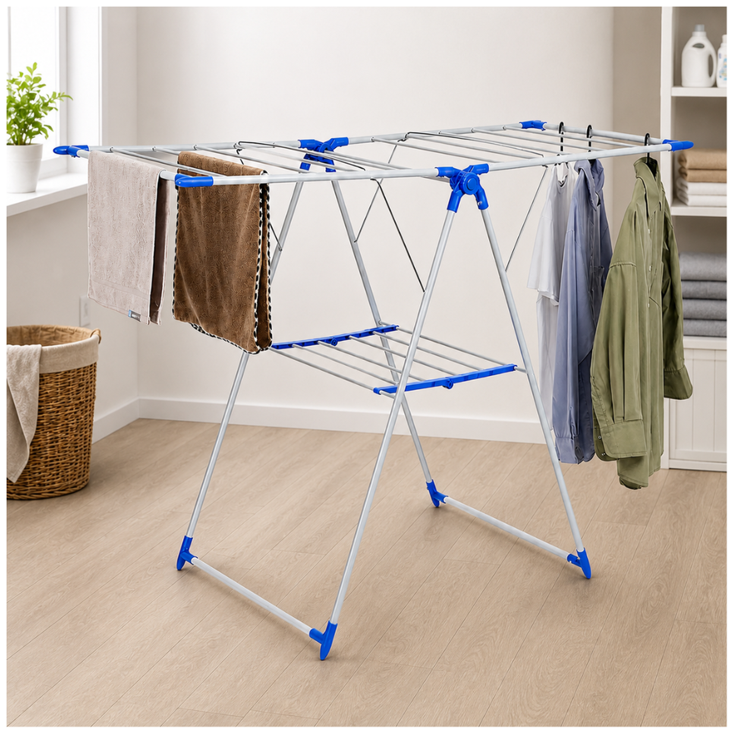 TENDEDERO DE ROPA COLGADOR PLEGABLE ESTANTE DE SECADO 80T - 2