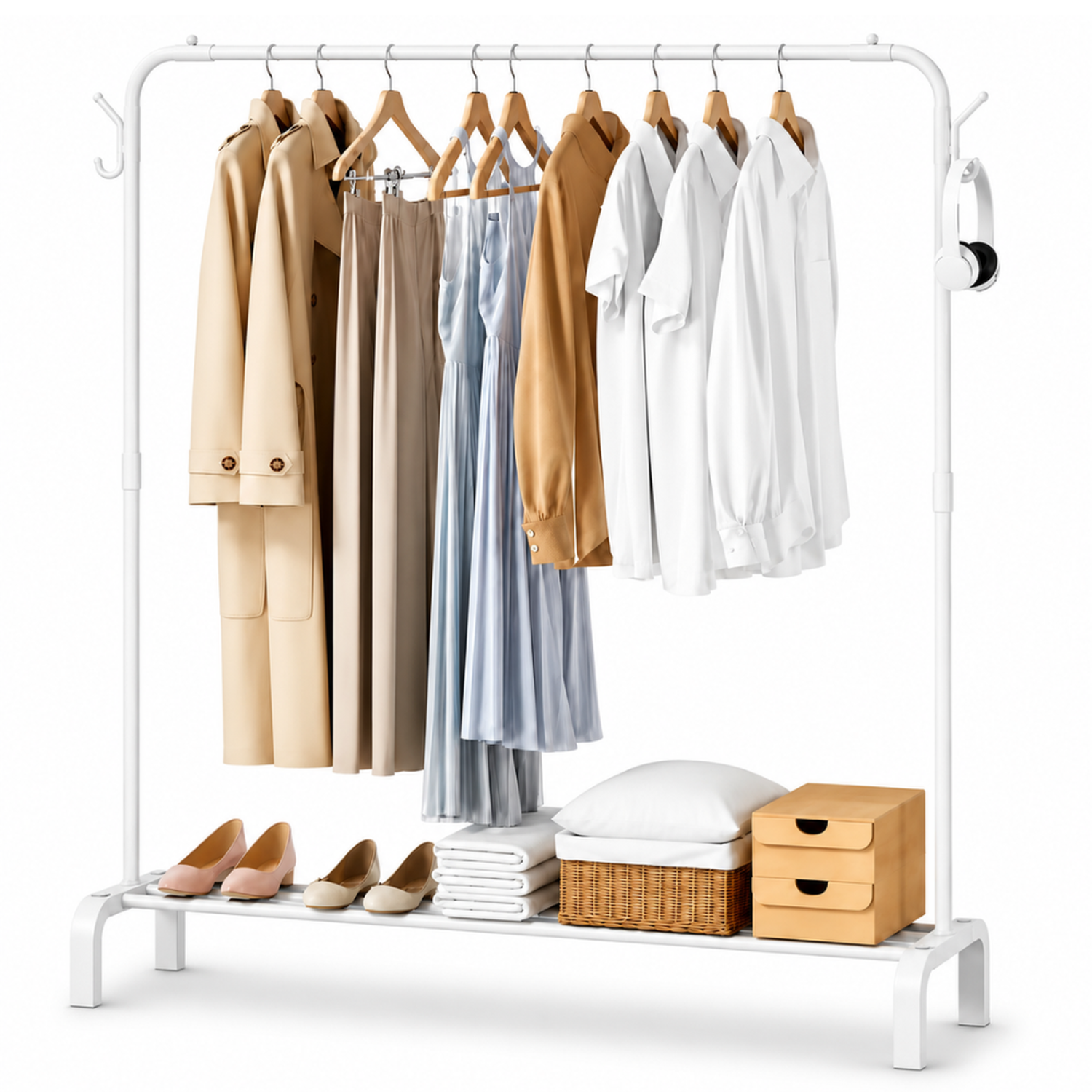 PERCHERO ORGANIZADOR DE ZAPATOS COLGADOR DE ROPA CARTERAS BLANCO P10 - 1