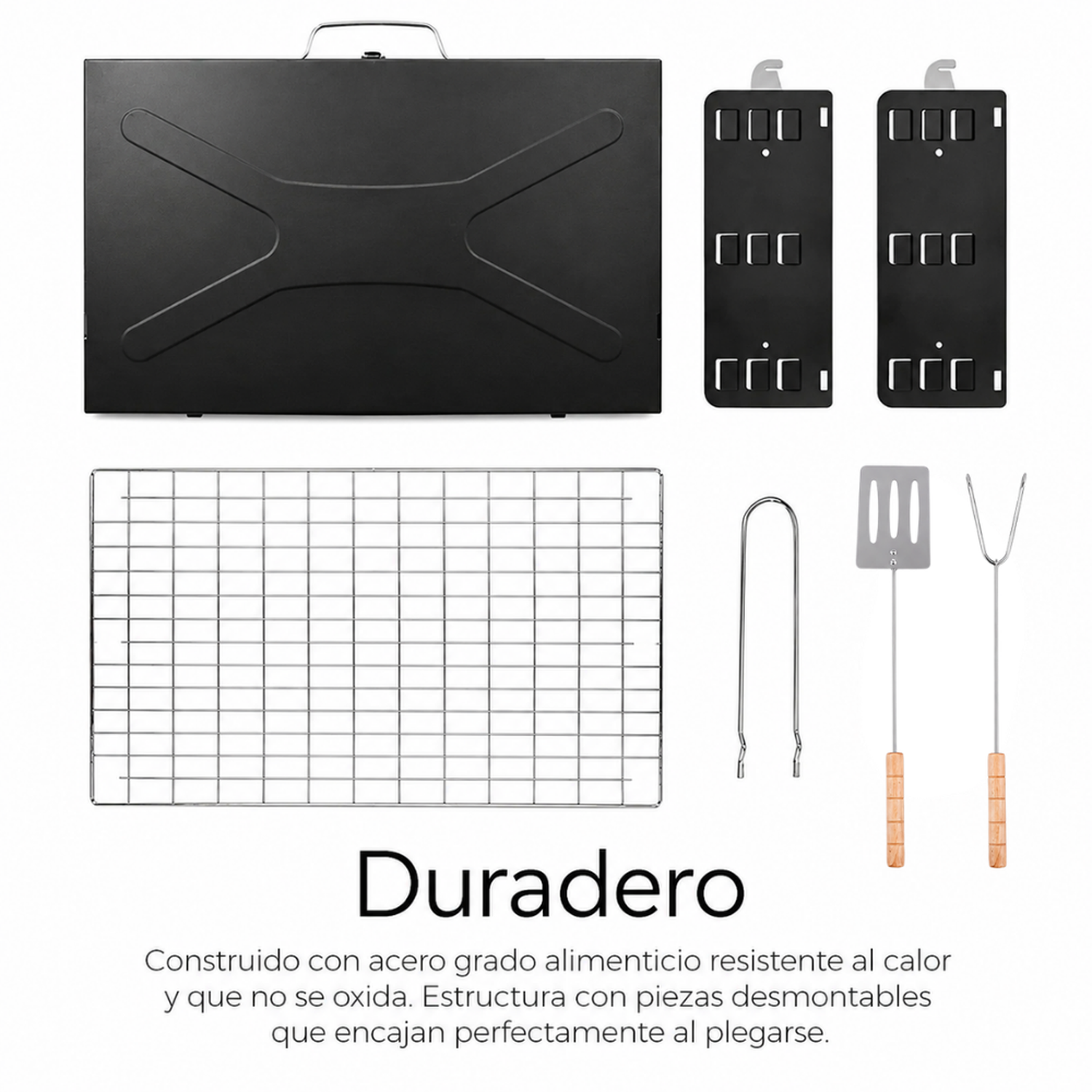 PARRILLA DE CARBÓN BBQ BARBACOA PLEGABLE PORTÁTIL TIPO MALETÍN CON UTENSILIOS PP19 - 7