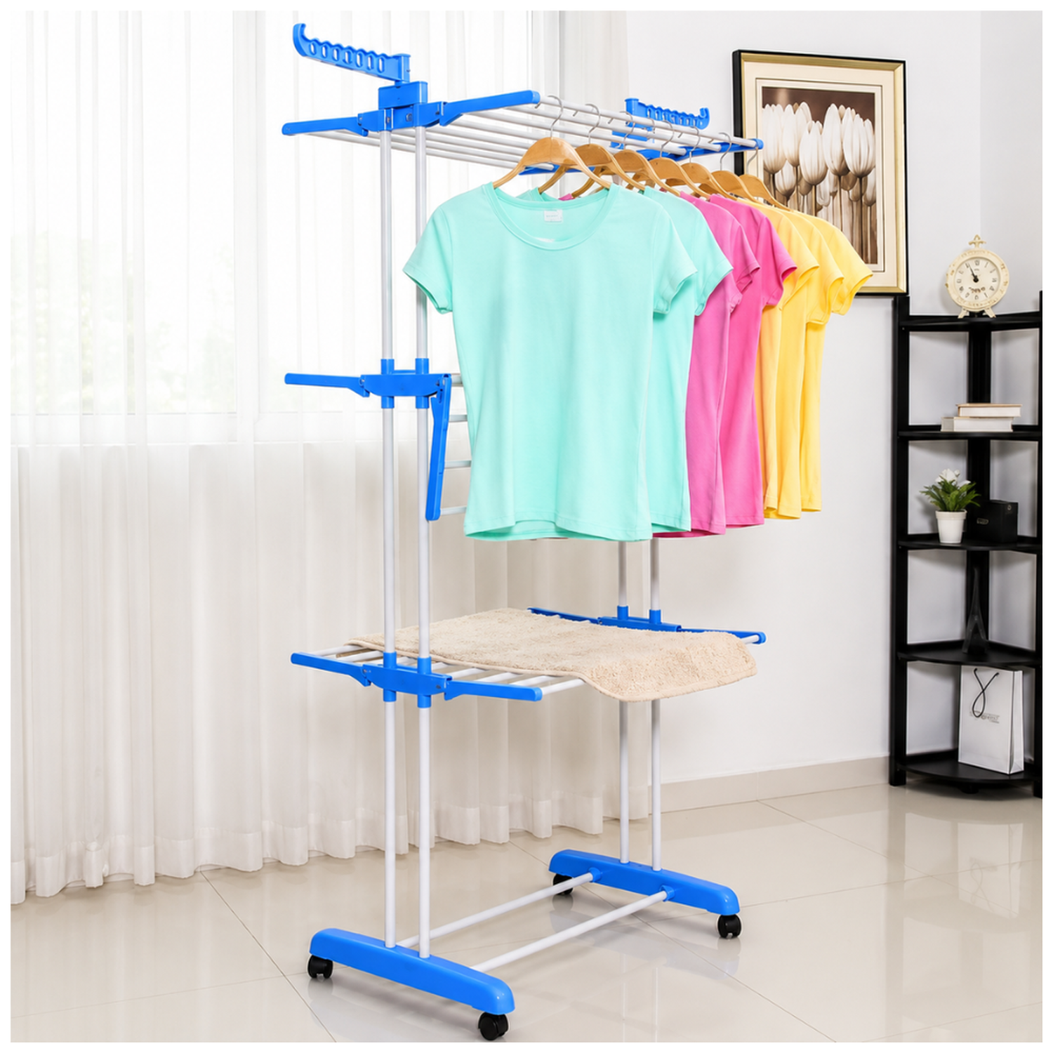 TENDEDERO COLGADOR ORGANIZADOR DE ROPA PLEGABLE 4 NIVELES 50T - 2