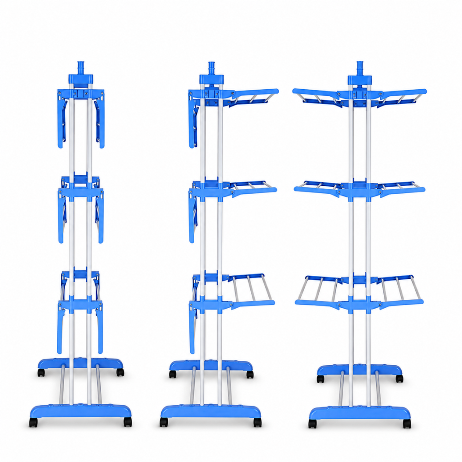 TENDEDERO COLGADOR ORGANIZADOR DE ROPA PLEGABLE 4 NIVELES CELESTE 50T - 6