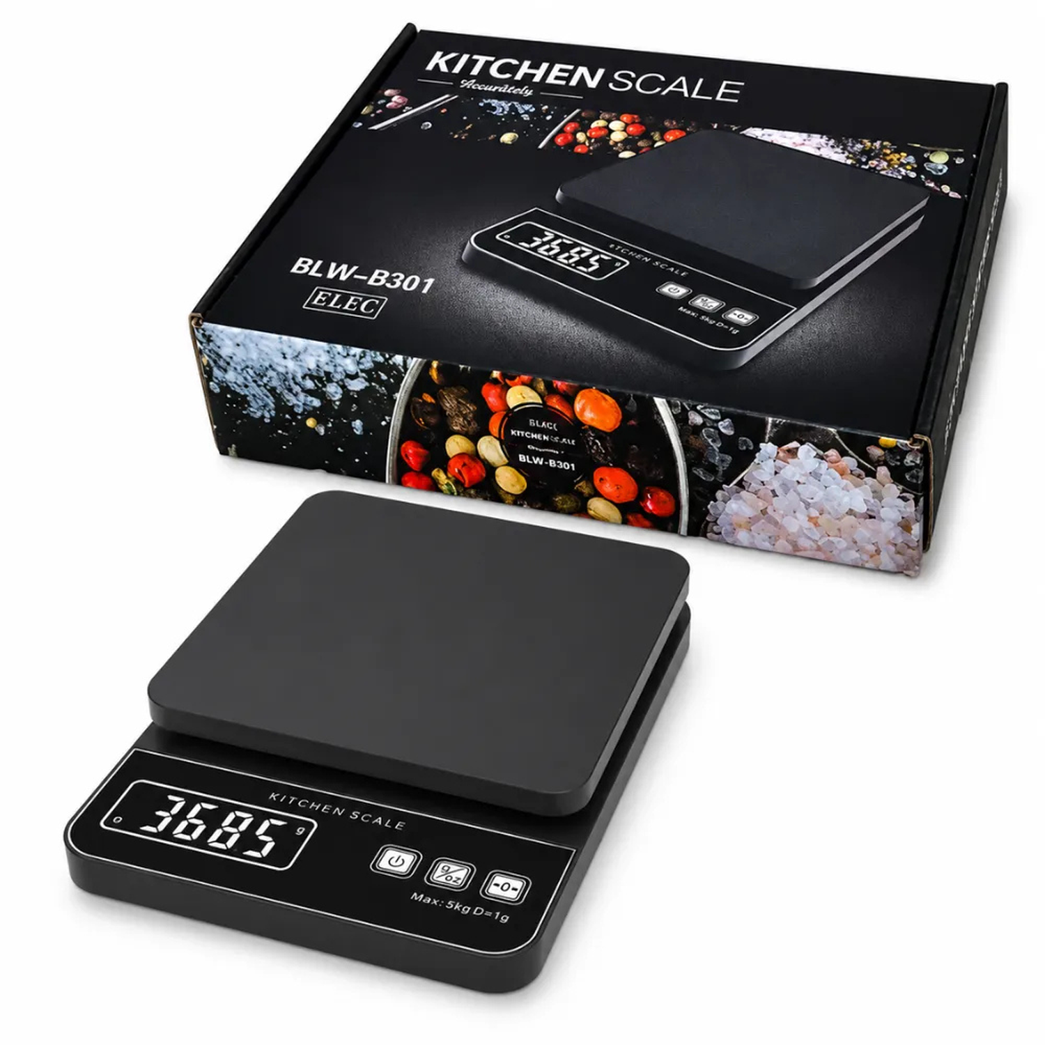 BALANZA GRAMERA DIGITAL COCINA REPOSTERIA NEGRO 5KG - 4