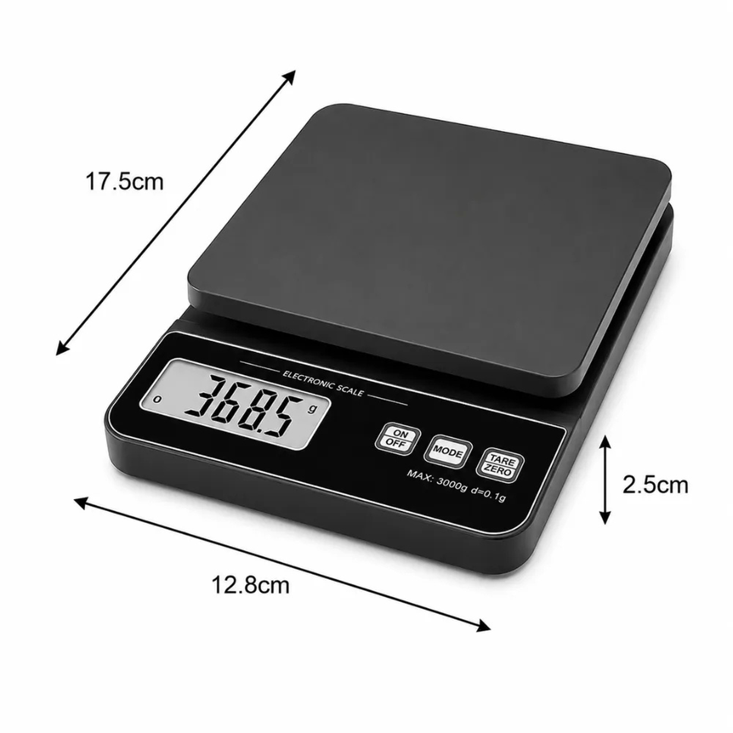 BALANZA GRAMERA DIGITAL COCINA REPOSTERIA NEGRO 5KG - 6