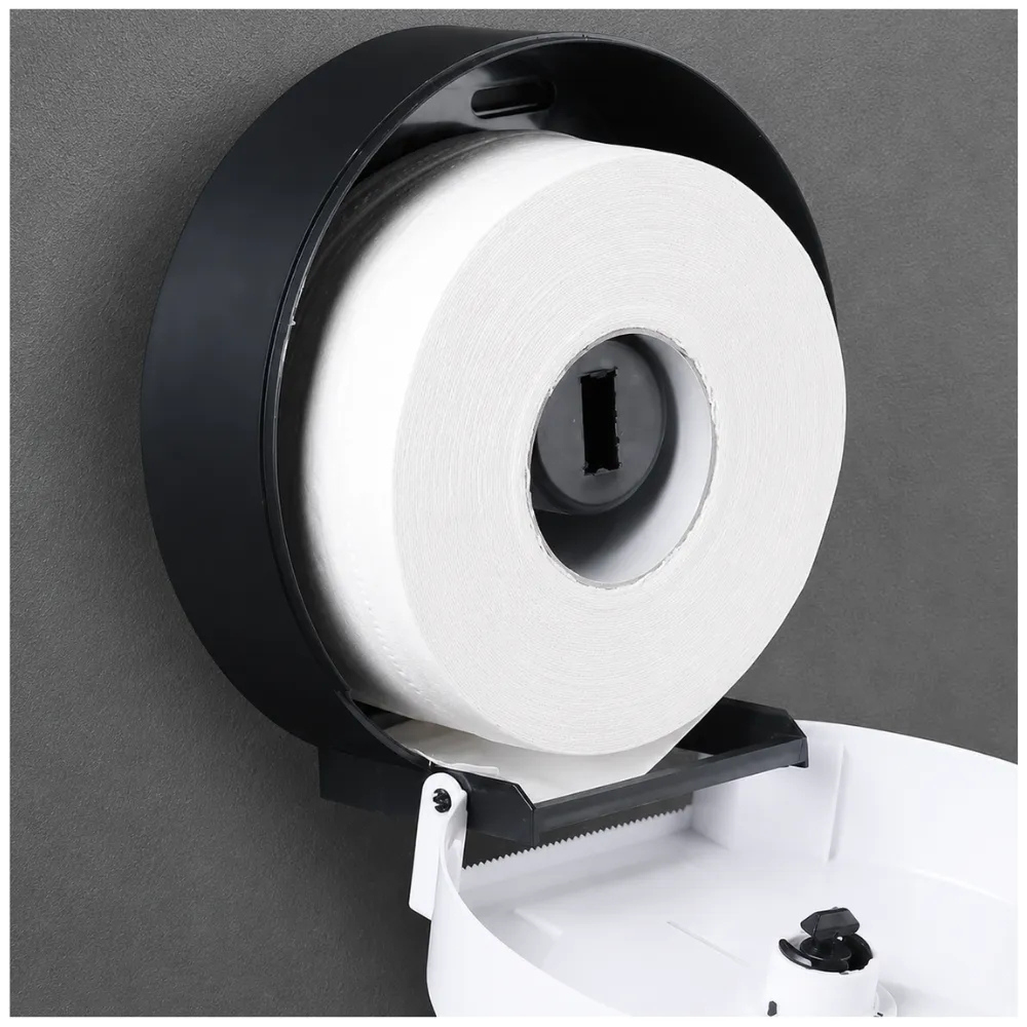 DISPENSADOR DE PAPEL HIGIÉNICO JUMBO CON LLAVE ABS BLANCO PARA BAÑO DP27 - 3