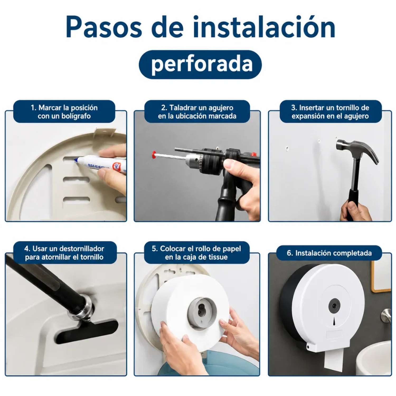 DISPENSADOR DE PAPEL HIGIÉNICO JUMBO CON LLAVE ABS BLANCO PARA BAÑO DP27 - 4