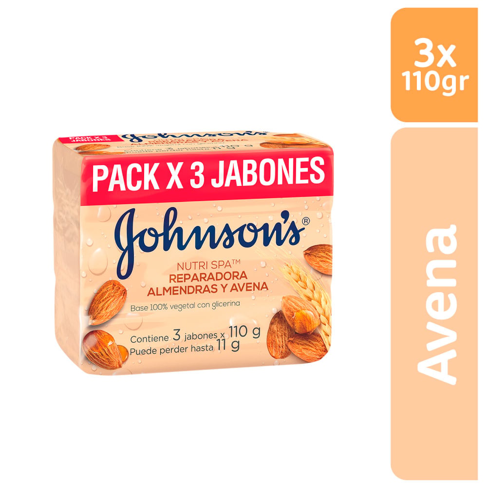 JABONES DE AVENA JOHNSONS REPARADORA ALMENDRAS AVENA 110G X3 - 1