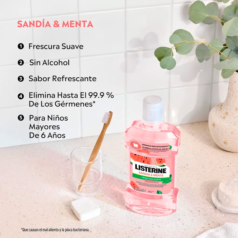 ENJUAGUE BUCAL LISTERINE SANDIA Y MENTA 500 ML - 3