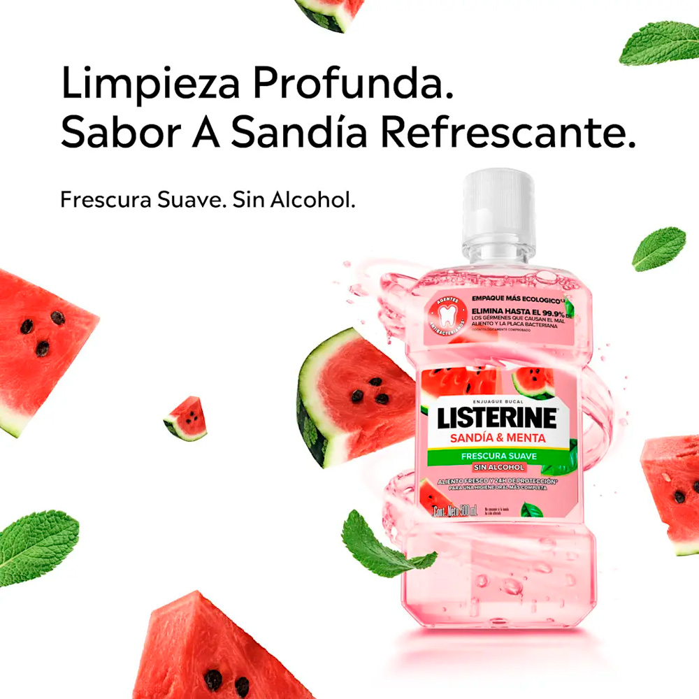 ENJUAGUE BUCAL LISTERINE SANDIA Y MENTA 500 ML - 5