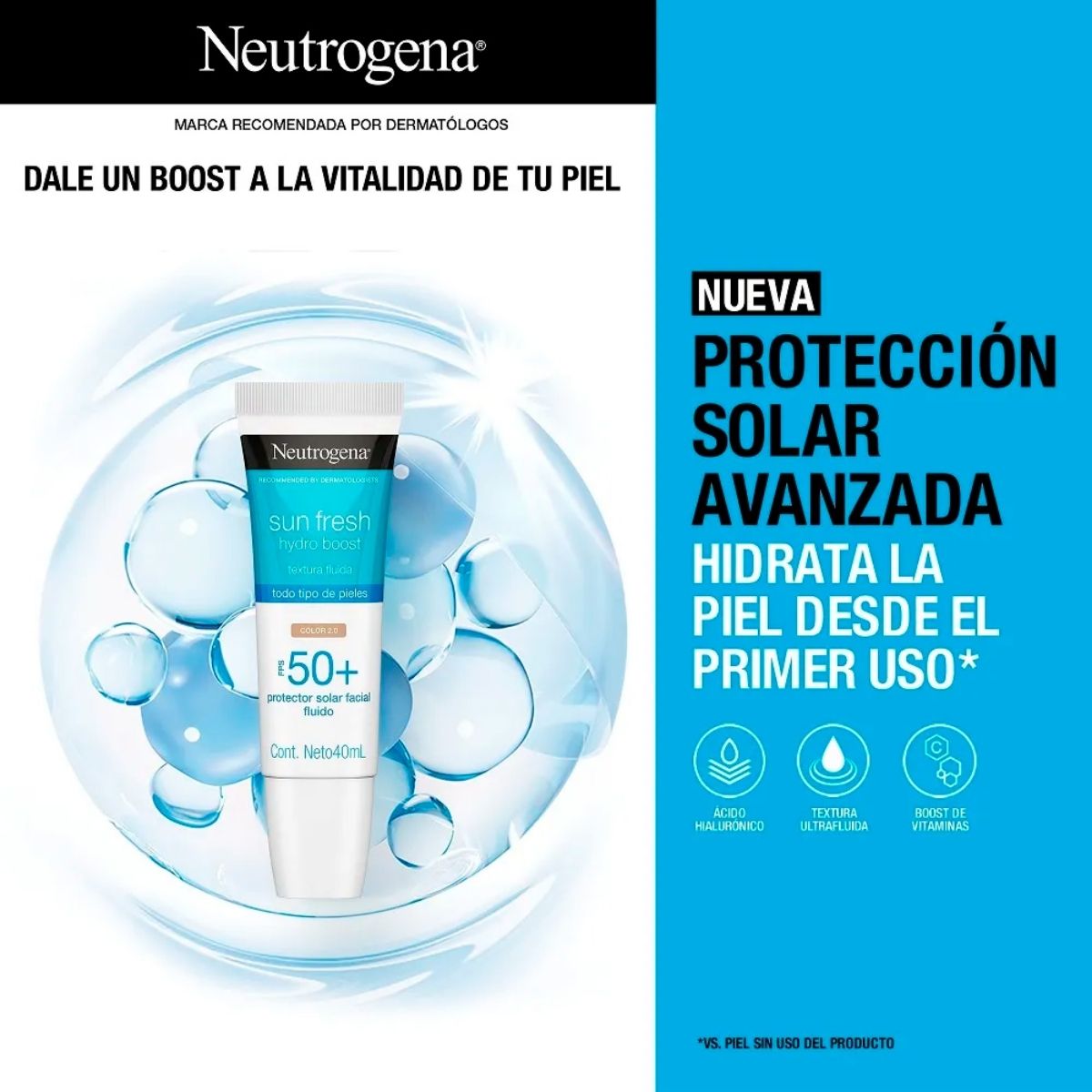 HIDRATANTE FACIAL HYDROBOOST + PROTECTOR SUNFRESH FPS50 NEUTROGENA - 5