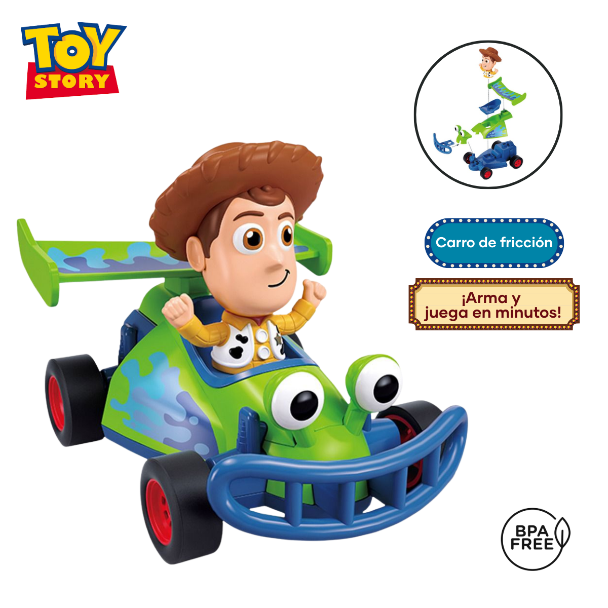 JUGUETE CARRO DE CARRERAS DE FRICCIÓN - WOODY 7 PIEZAS - 1