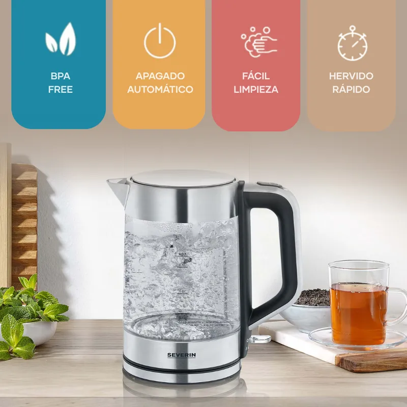 HERVIDOR DE AGUA DE VIDRIO 1.7 LT BPA FREE - WK 3420 - 3