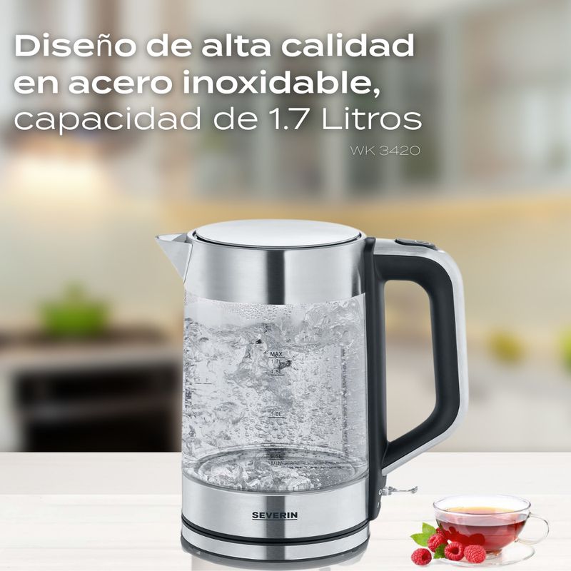 HERVIDOR DE AGUA DE VIDRIO 1.7 LT BPA FREE - WK 3420 - 4