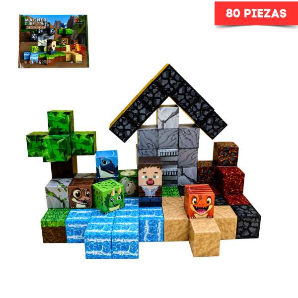 BLOQUES MAGNÉTICOS MINECRAFT DINOSAUR LAND 80 PIEZAS - 1