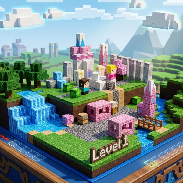 BLOQUES MAGNÉTICOS MINECRAFT PINK CASTLE 100 PIEZAS - 6