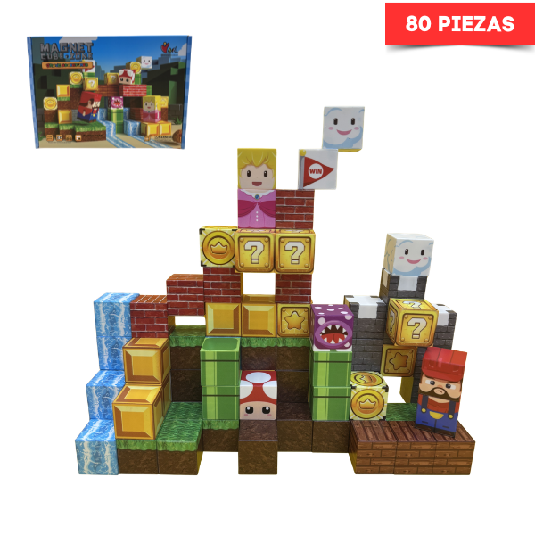 BLOQUES MAGNÉTICOS MINECRAFT MARIO BROSS BRAVE ADVENTURER 80 PIEZAS - 1