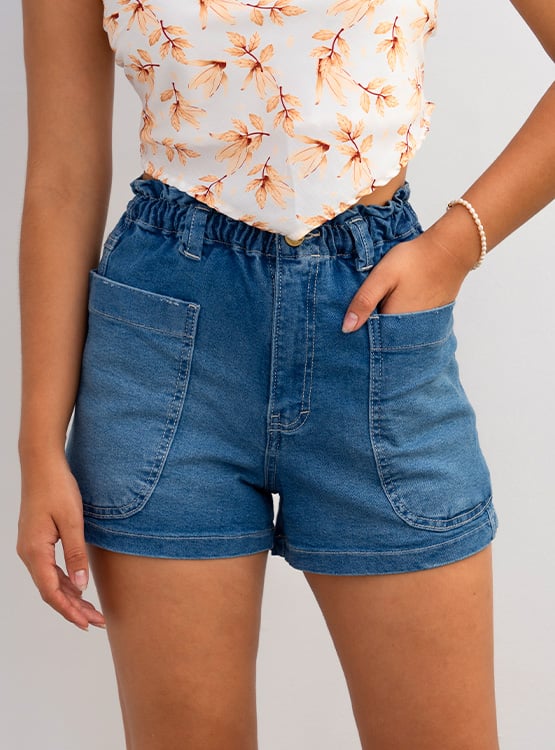 SHORT MUJER ROXJES EVELYN DENIM PARA CON CINTURA ELÁSTICA - 1