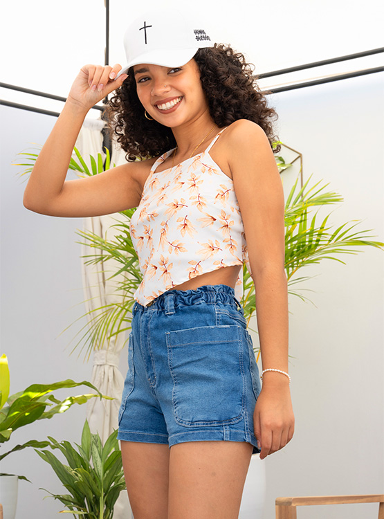 SHORT MUJER ROXJES EVELYN DENIM PARA CON CINTURA ELÁSTICA - 4