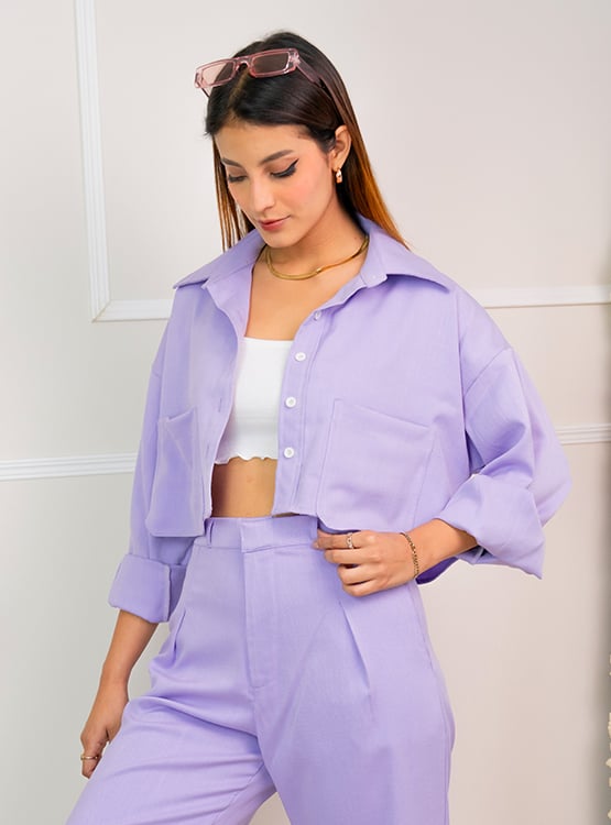 BLUSA MANGA LARGA LINO MUJER ROXJES LILA DALIA OVERSIZE - 1