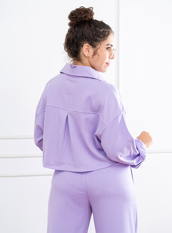 BLUSA MANGA LARGA LINO MUJER ROXJES LILA DALIA OVERSIZE - 2