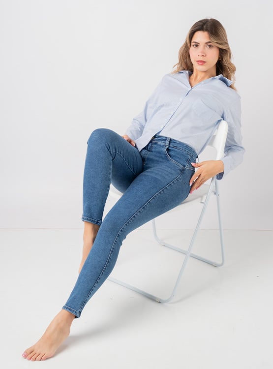 PANTALÓN URBANO SKINNY MUJER ROXJES AZUL PITILLO CARLA - 4
