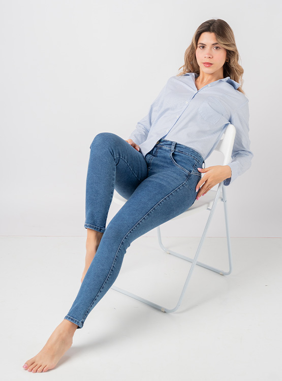 PANTALÓN URBANO SKINNY MUJER ROXJES AZUL PITILLO CARLA - 4